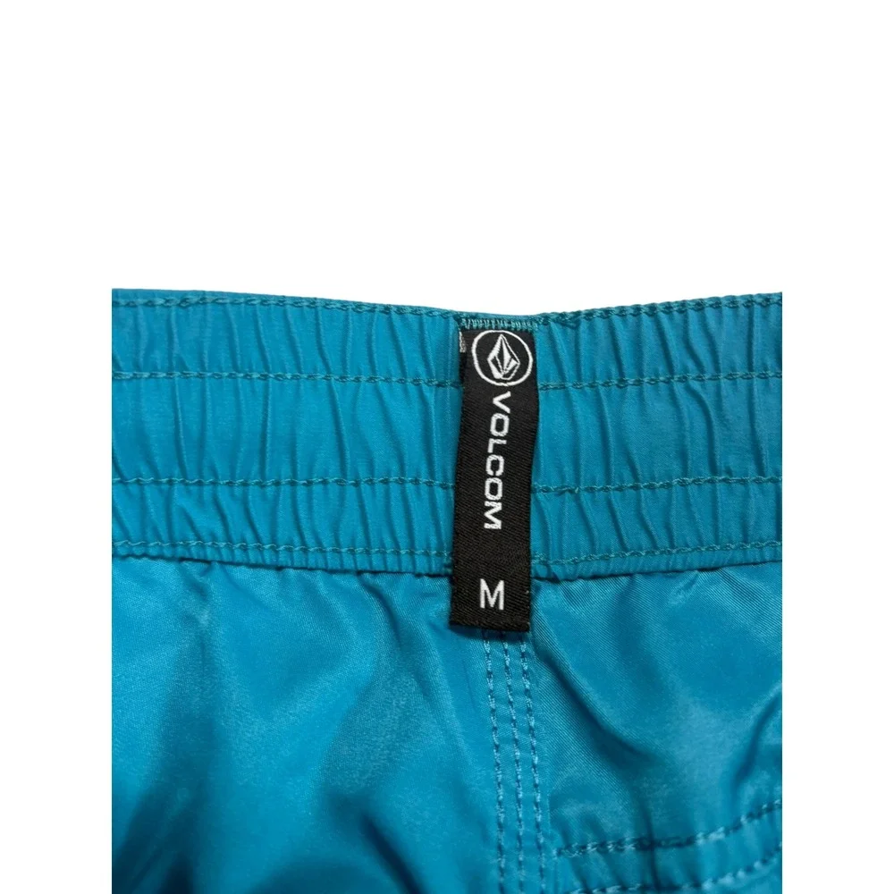 Volcom Board Shorts Medium Teal Blue Elastic Waist Drawstring Surf Trunks